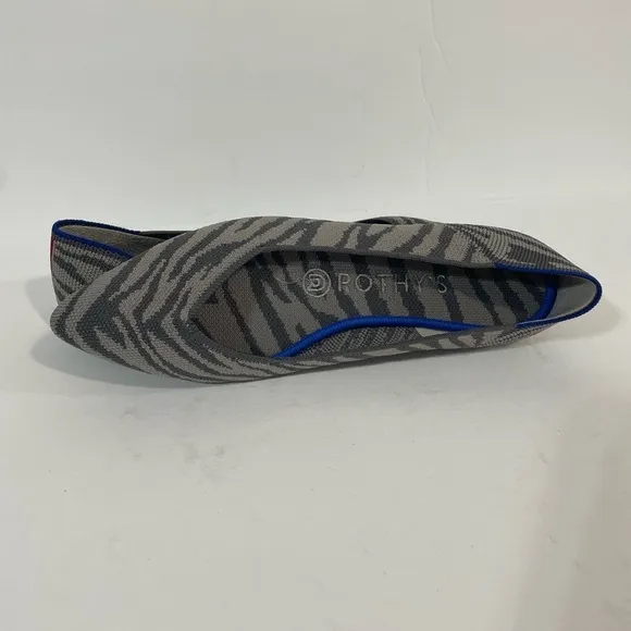Rothy’s The Point Retired Gray Zebra Stripe Flats Pointed Toe Shoes Size 7