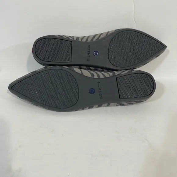 Rothy’s The Point Retired Gray Zebra Stripe Flats Pointed Toe Shoes Size 7