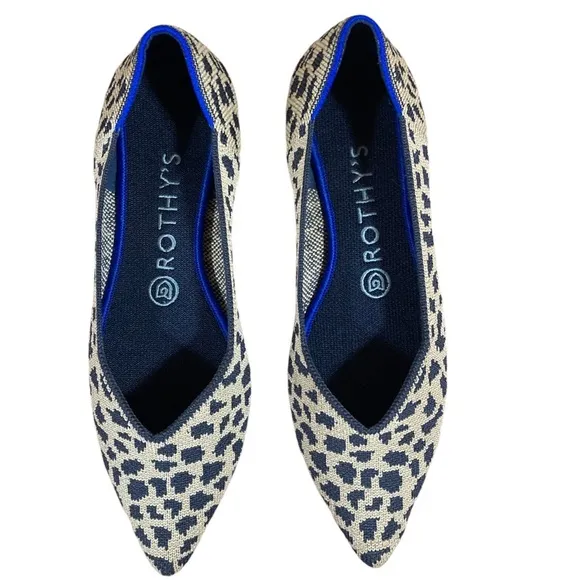 Rothy’s The Point Spotted Leopard Animal Print Pointed Toe Flats Retired