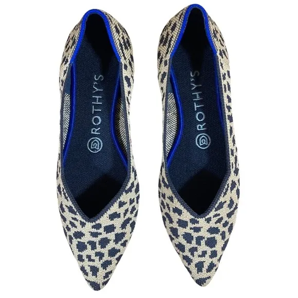 Rothy’s The Point Spotted Leopard Animal Print Pointed Toe Flats Retired