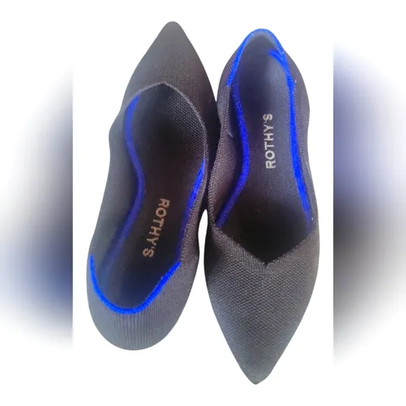 Rothy's The Point Women's Black Solid Knit Flats Sz 7.5