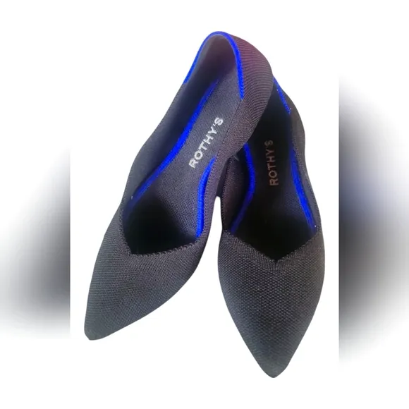 Rothy's The Point Women's Black Solid Knit Flats Sz 7.5