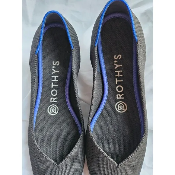Rothy's The Point Women's Shoes Black  Slip On Comfort Career Flats Size 7W