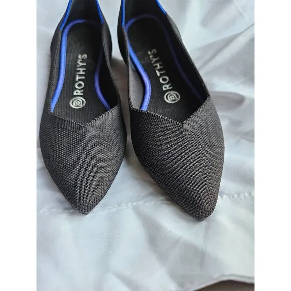 Rothy's The Point Women's Shoes Black  Slip On Comfort Career Flats Size 7W
