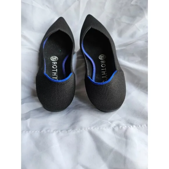 Rothy's The Point Women's Shoes Black  Slip On Comfort Career Flats Size 7W