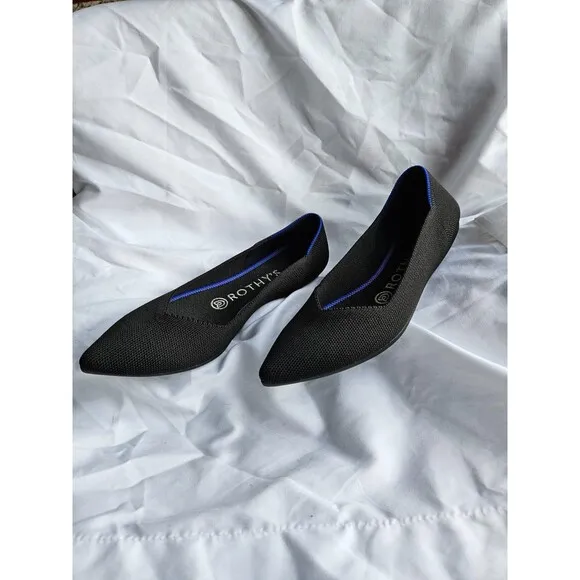 Rothy's The Point Women's Shoes Black  Slip On Comfort Career Flats Size 7W