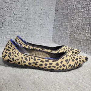Rothys The Point Women's Size 11 Leopard Prints Pointed Toe Slip on Flat Shoes