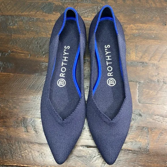 Rothy's The Point Women's Slip-On Shoes Maritime Dark Navy Pointed-Toe Flats 8