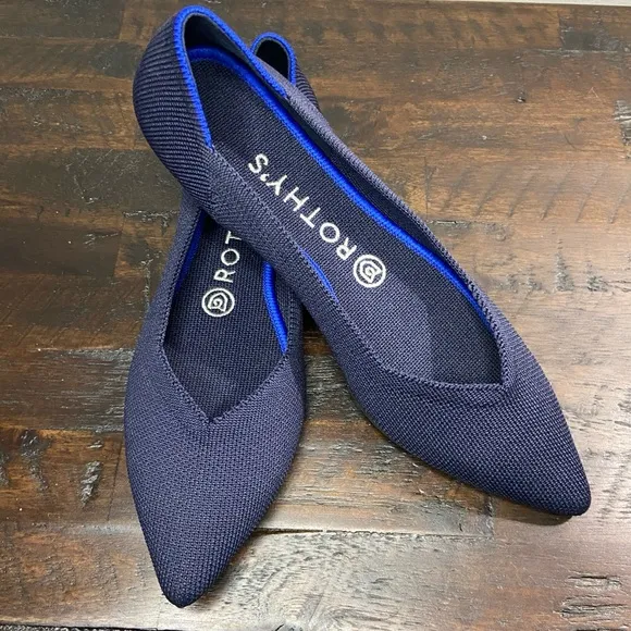 Rothy's The Point Women's Slip-On Shoes Maritime Dark Navy Pointed-Toe Flats 8