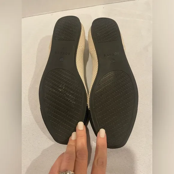 ROTHY’S Tuxedo Tan Black k Square Toe Ballet Flats Women’s Size 7