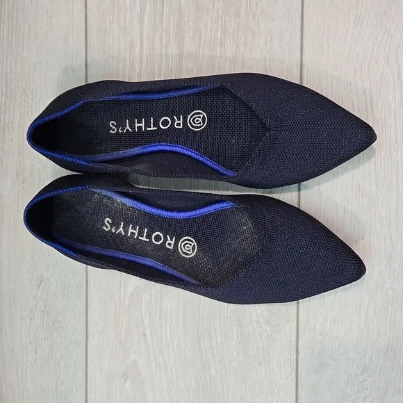 Rothy's Women The Pointed II solid knit washable toe flats shoes sz 7
