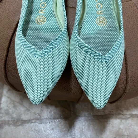 Rothy’s Women’s 6.5 Mint Green The Point Knit Pointed Slip on Flats Removable