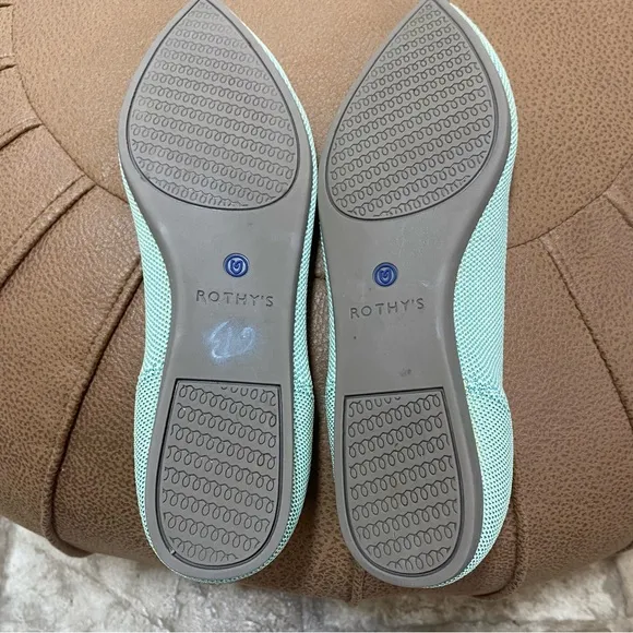 Rothy’s Women’s 6.5 Mint Green The Point Knit Pointed Slip on Flats Removable
