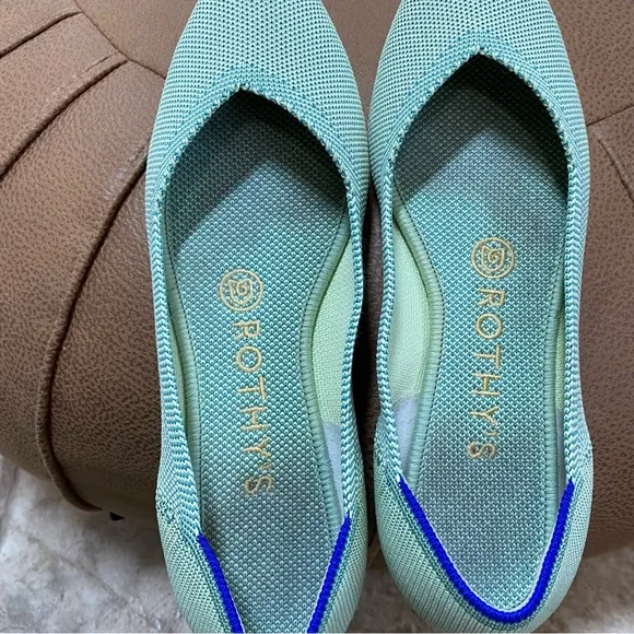 Rothy’s Women’s 6.5 Mint Green The Point Knit Pointed Slip on Flats Removable