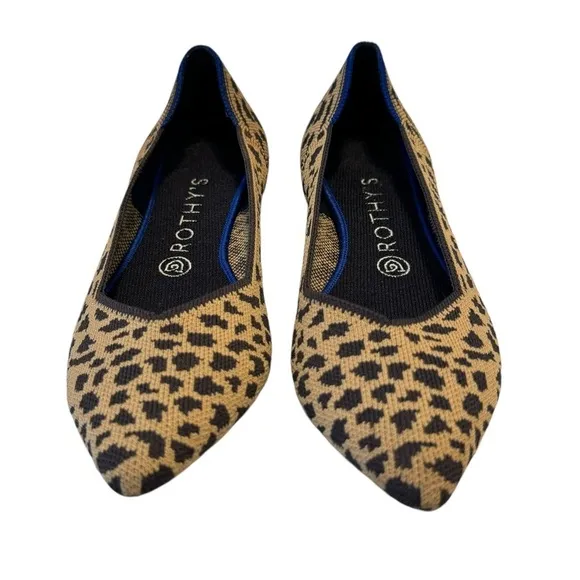 Rothy’s Women’s Animal Print Pointed Toe Flats Shoes Size 9
