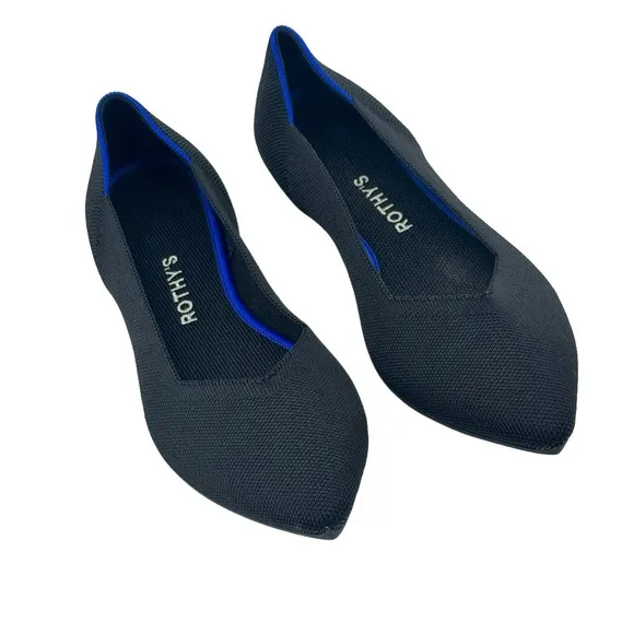 Rothy's Women's Black The Point Flats Pointed Toe Slip On Flats Size 11 NWOB