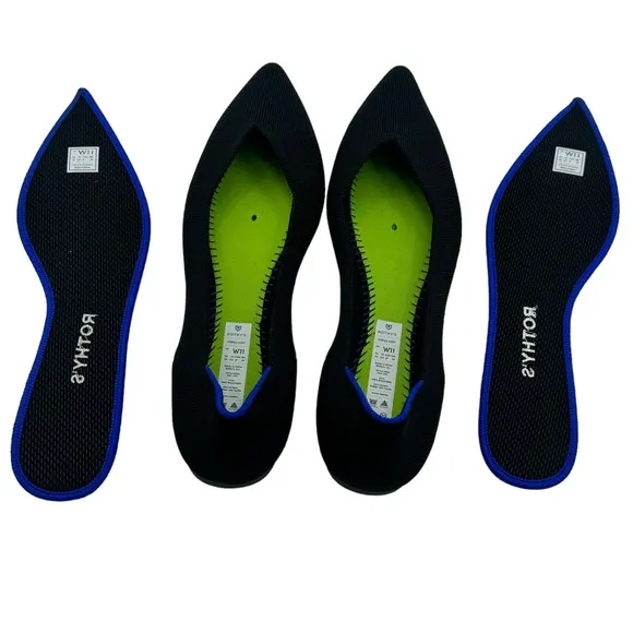 Rothy's Women's Black The Point Flats Pointed Toe Slip On Flats Size 11 NWOB