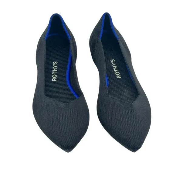 Rothy's Women's Black The Point Flats Pointed Toe Slip On Flats Size 11 NWOB