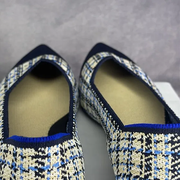 🔥🔥🔥Rothy's Women's Blue and Cream Flats Size: 9.5 NWOT🔥🔥🔥