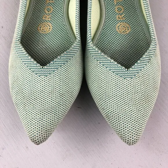 Rothy's Women's Size 6.5 The Point Mint Green Pointed Toe Slip On Ballet Flats
