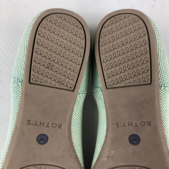 Rothy's Women's Size 6.5 The Point Mint Green Pointed Toe Slip On Ballet Flats