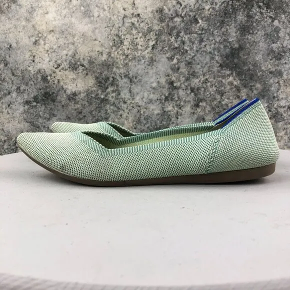 Rothy's Women's Size 6.5 The Point Mint Green Pointed Toe Slip On Ballet Flats
