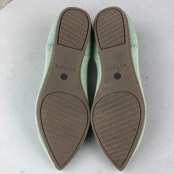 Rothy's Women's Size 6.5 The Point Mint Green Pointed Toe Slip On Ballet Flats