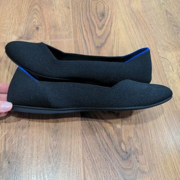 ROTHY’S Womens The Flat Round Toe Size US 10.5 Black Comfort Washable Casual