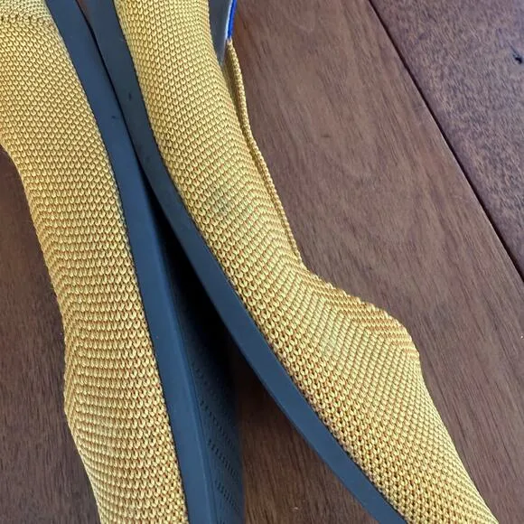 Rothy’s Womens Yellow Marigold Pointed Toe Slip On Knit Ballet Flats Sz 8