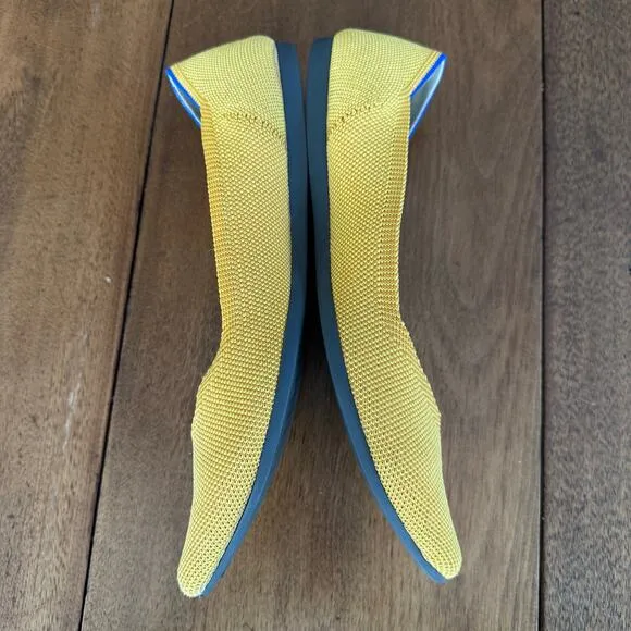 Rothy’s Womens Yellow Marigold Pointed Toe Slip On Knit Ballet Flats Sz 8