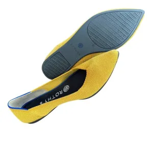 Rothy’s Womens Yellow Marigold Pointed Toe Slip On Knit Ballet Flats Sz 8