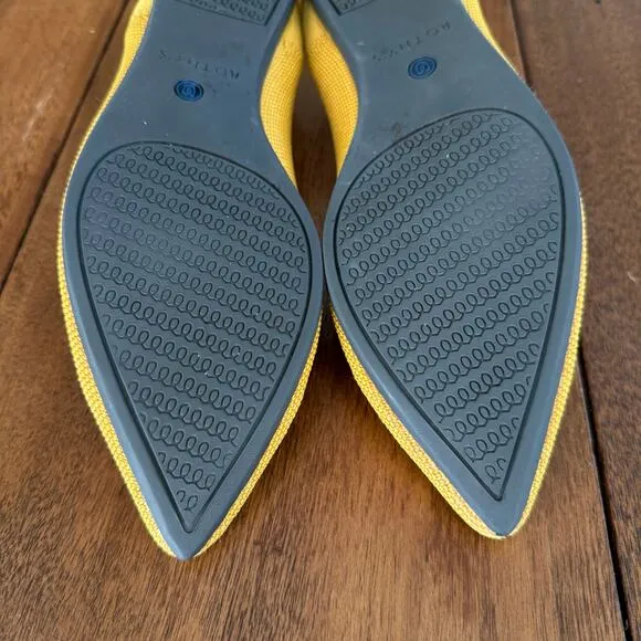 Rothy’s Womens Yellow Marigold Pointed Toe Slip On Knit Ballet Flats Sz 8