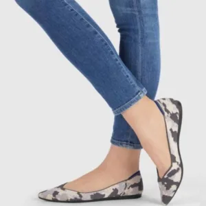 Rothy's Point Flat Ash Grey Camo 7.5 Sustainable Recycled Washable Retired