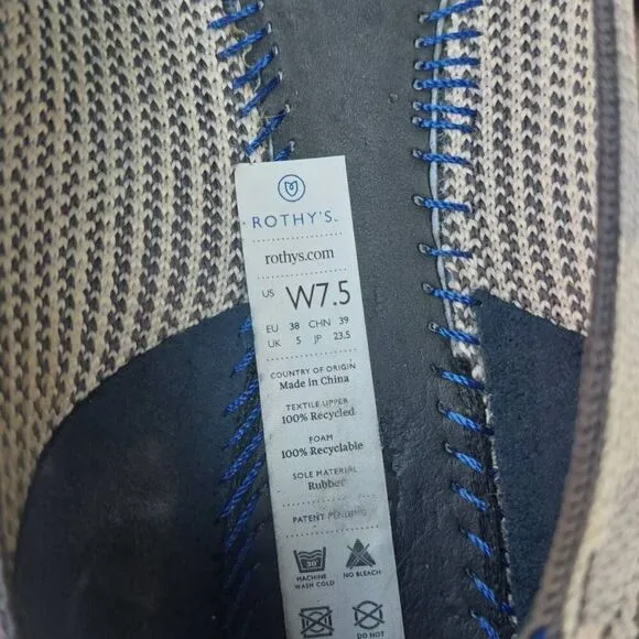 Rothy's Point Flat Ash Grey Camo 7.5 Sustainable Recycled Washable Retired