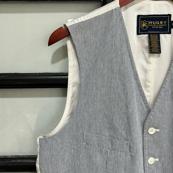 Rugby Ralph Lauren Suit Vest Striped Preppy Wedding Guest Derby Mens Medium
