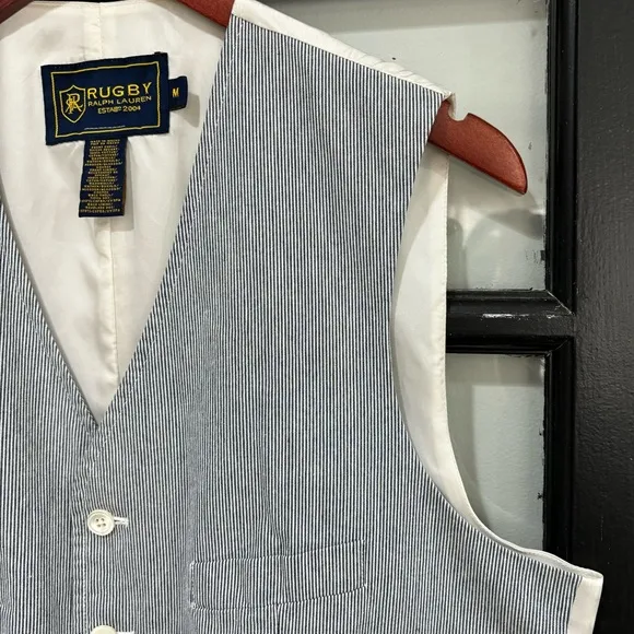 Rugby Ralph Lauren Suit Vest Striped Preppy Wedding Guest Derby Mens Medium