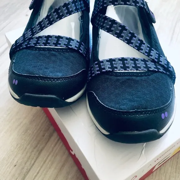 RYKA Kailee Black Purple Mesh Mary Janes Slip On Comfort Shoes,Size 6W