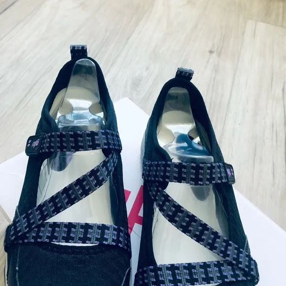 RYKA Kailee Black Purple Mesh Mary Janes Slip On Comfort Shoes,Size 6W