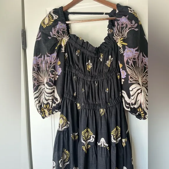 Sabina Musayev $350 Gleam Puff Sleeve Viscose Blend Maxi Dress Small