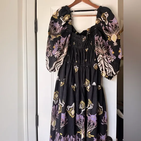 Sabina Musayev $350 Gleam Puff Sleeve Viscose Blend Maxi Dress Small