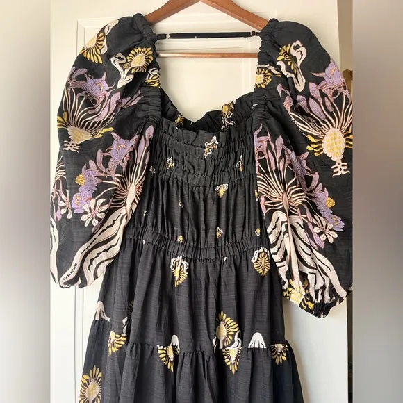 Sabina Musayev $350 Gleam Puff Sleeve Viscose Blend Maxi Dress Small
