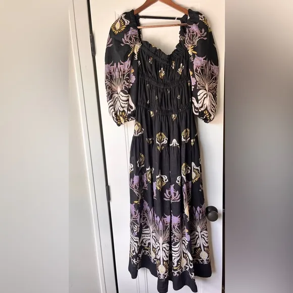 Sabina Musayev $350 Gleam Puff Sleeve Viscose Blend Maxi Dress Small
