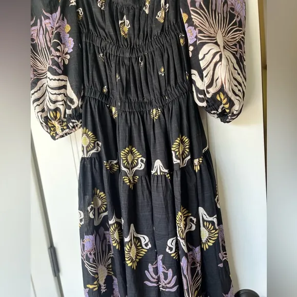 Sabina Musayev $350 Gleam Puff Sleeve Viscose Blend Maxi Dress Small