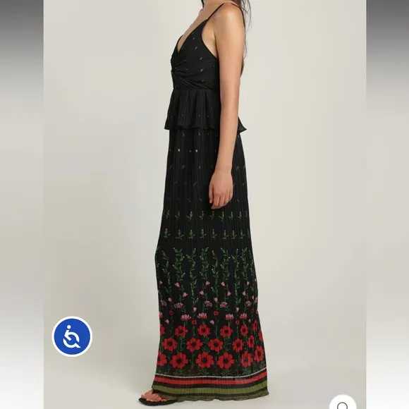 Sabina Musayev Poppy Dipped Pleated Maxi Dress