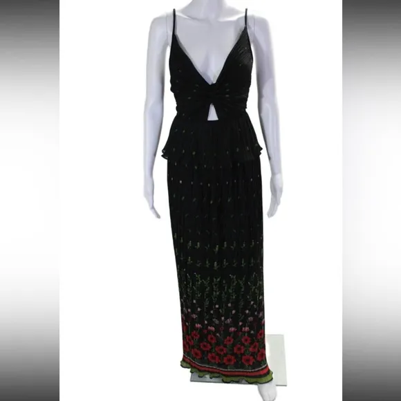 Sabina Musayev Poppy Dipped Pleated Maxi Dress