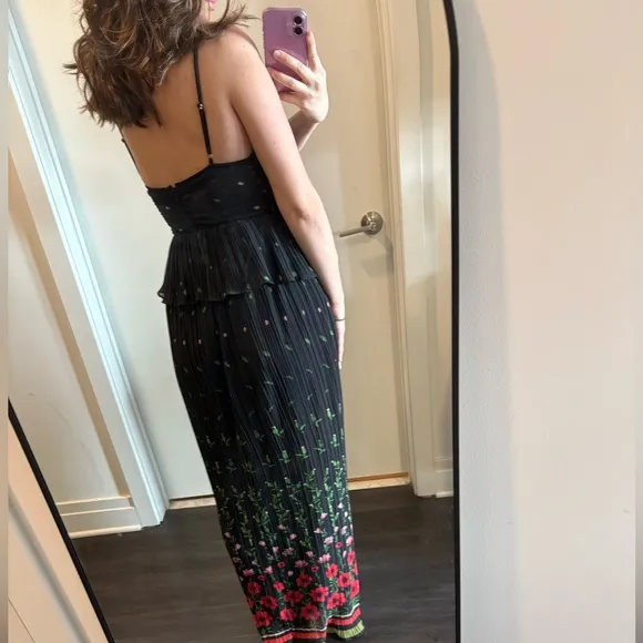 Sabina Musayev Poppy Dipped Pleated Maxi Dress