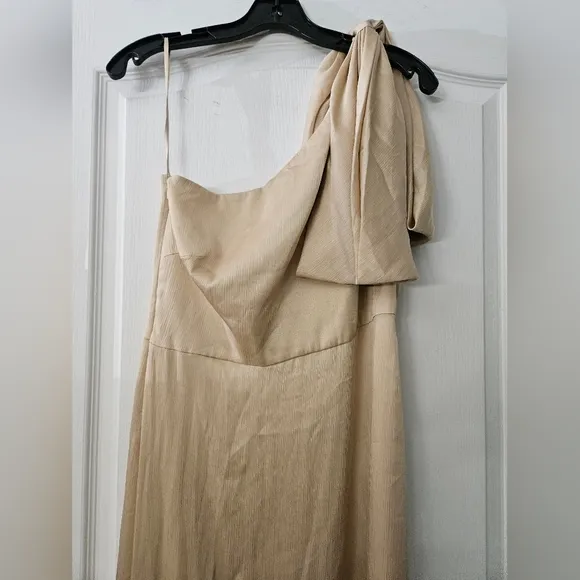 Sachin &amp; Babi Chelsea Gown In Champagne Size 8 One Shoulder Georgette Bias Gown