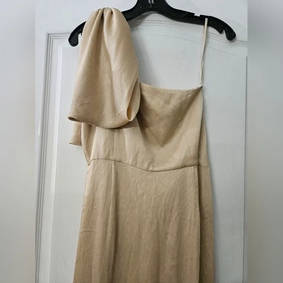 Sachin &amp; Babi Chelsea Gown In Champagne Size 8 One Shoulder Georgette Bias Gown