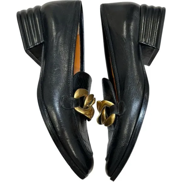 SAINT G JULIET BLACK LEATHER HANDCRAFTED Slip-on MOCCASINS Flats Sz EU 39 US 9