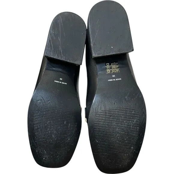 SAINT G JULIET BLACK LEATHER HANDCRAFTED Slip-on MOCCASINS Flats Sz EU 39 US 9
